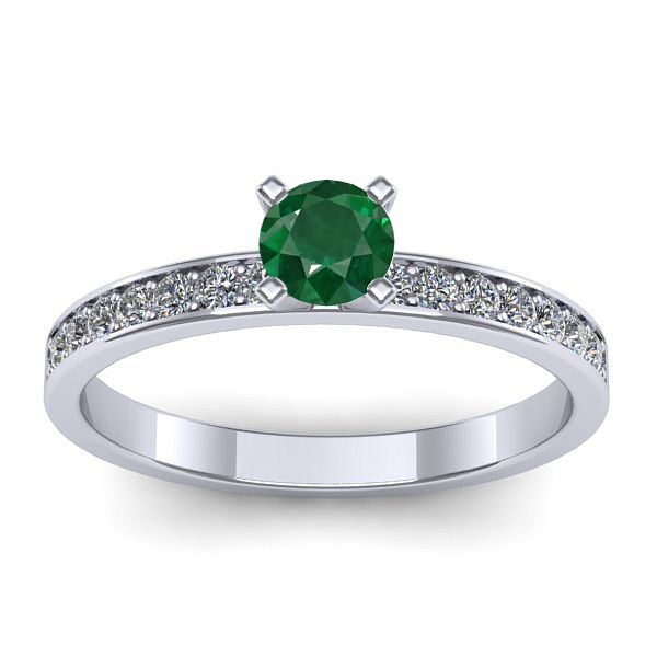 Inel de logodna cu smarald rotund
