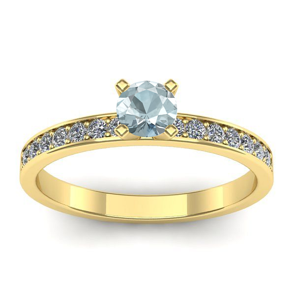 Inel logodna cu aquamarin rotund