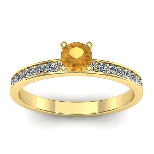 Inel cu citrin rotund