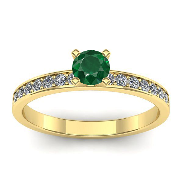 Inel logodna cu smarald rotund