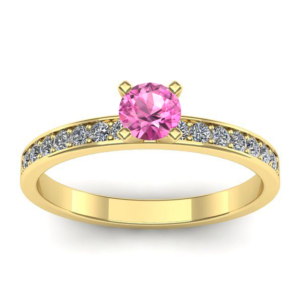 Inel logodna cu safir roz rotund