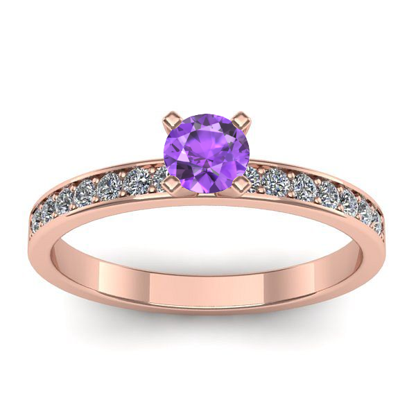 Inel de logodna cu ametist rotund