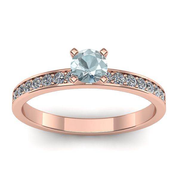 Inel cu aquamarin rotund