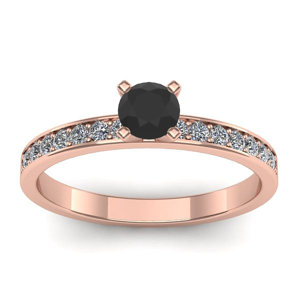 Inel cu diamant negru rotund