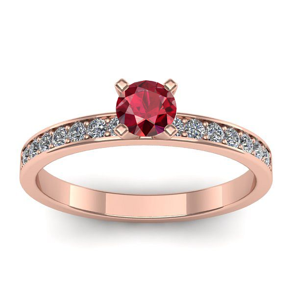 Inel de logodna cu rubin rotund