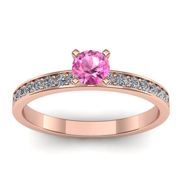 Inel de logodna cu safir roz rotund
