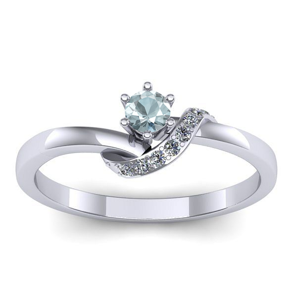 Inel cu aquamarin rotund