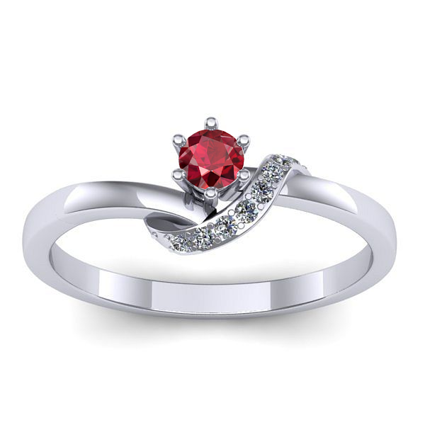 Inel logodna cu rubin rotund