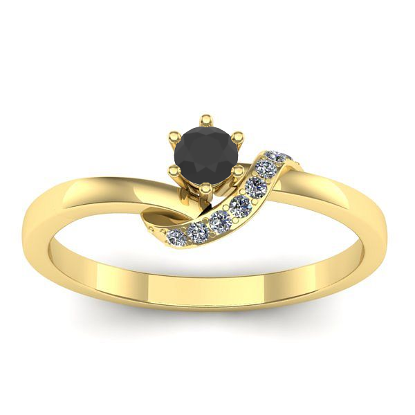 Inel cu diamant negru rotund