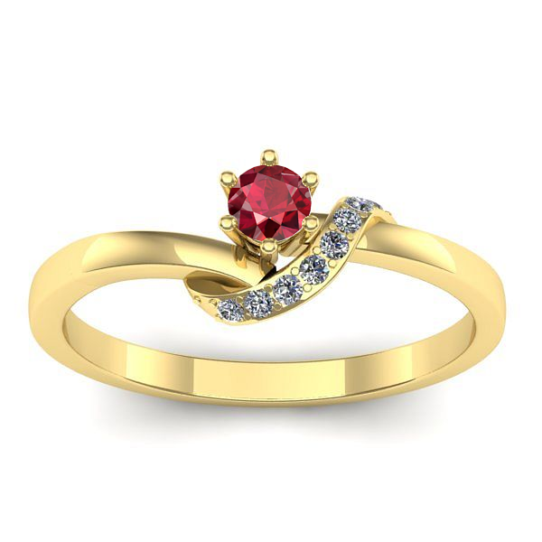 Inel de logodna cu rubin rotund
