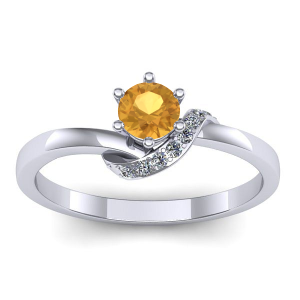 Inel cu citrin rotund