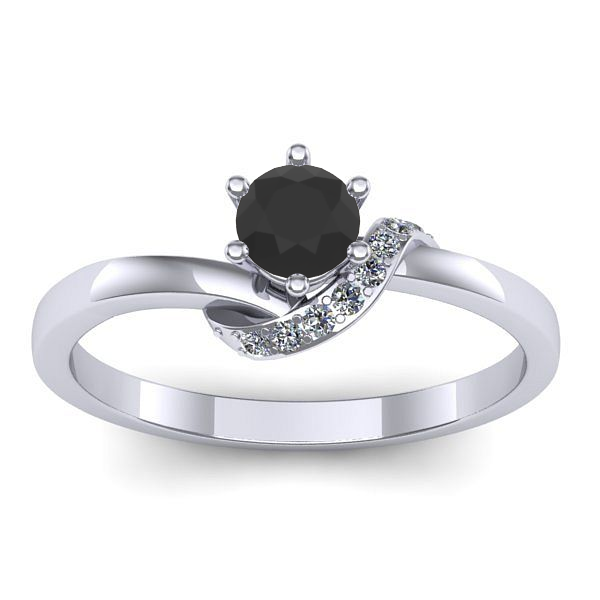 Inel cu diamant negru rotund