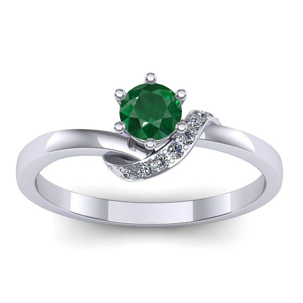 Inel de logodna cu smarald rotund
