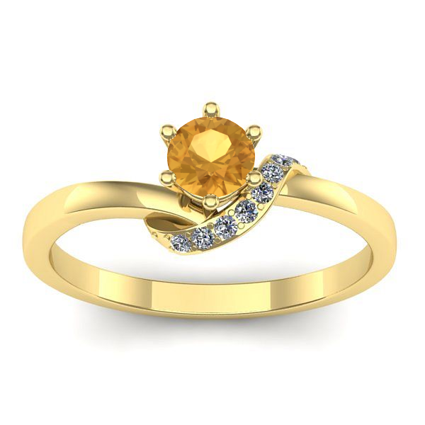 Inel logodna cu citrin rotund