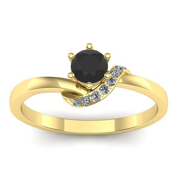 Inel de logodna cu diamant negru rotund