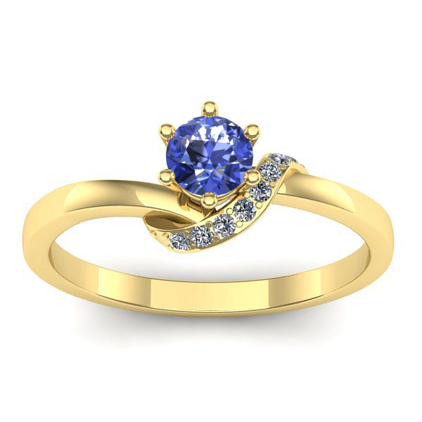 Inel de logodna cu tanzanit rotund