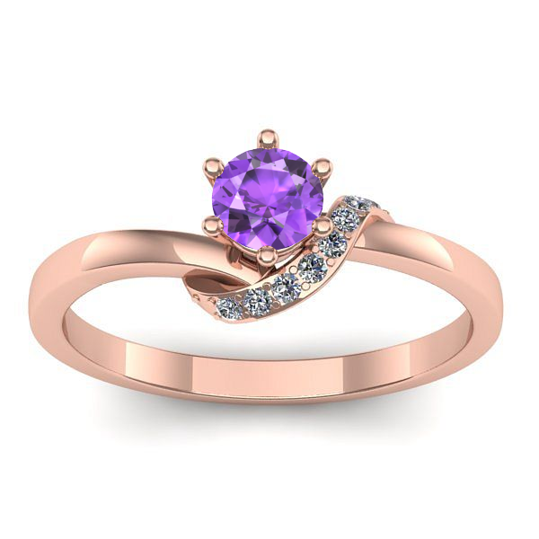 Inel logodna cu ametist rotund