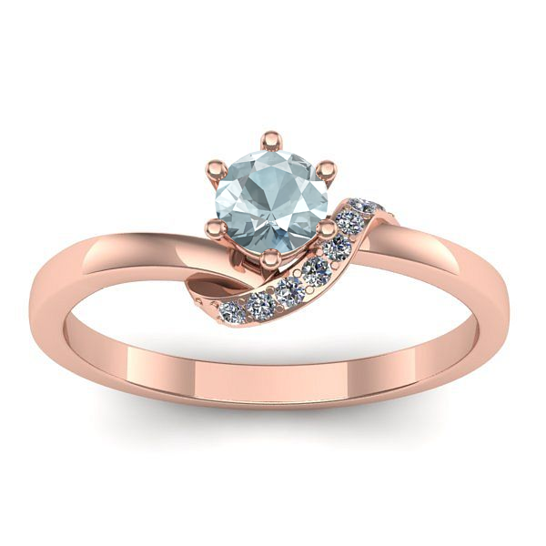 Inel de logodna cu aquamarin rotund