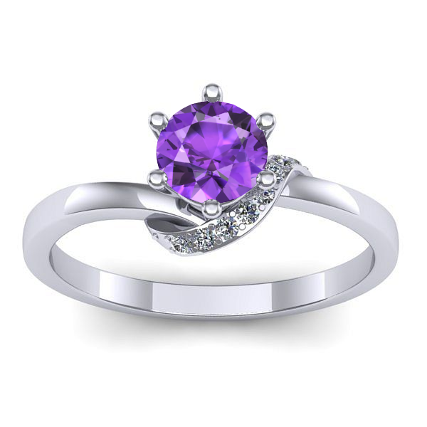 Inel de logodna cu ametist rotund