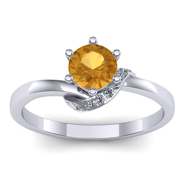 Inel logodna cu citrin rotund