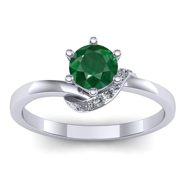 Inel logodna cu smarald rotund