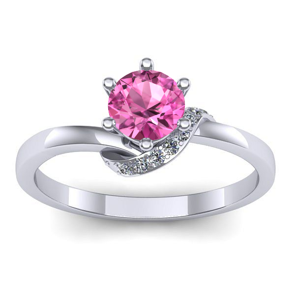Inel de logodna cu safir roz rotund
