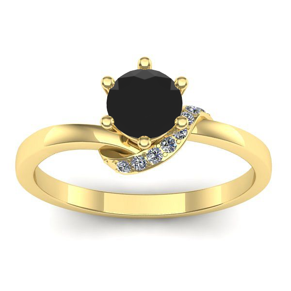 Inel cu diamant negru rotund