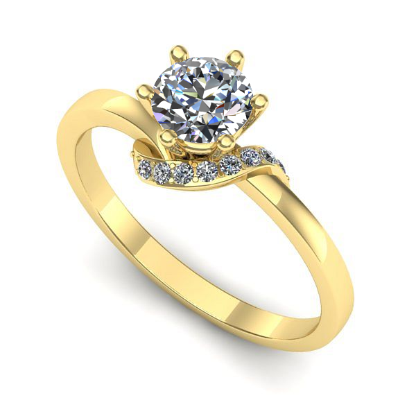 Inel din aur galben cu diamant de laborator