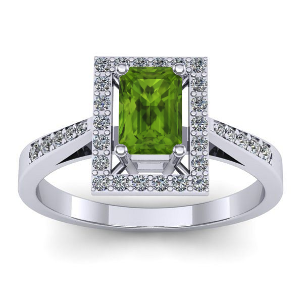 Inel de logodna cu peridot dreptunghiular