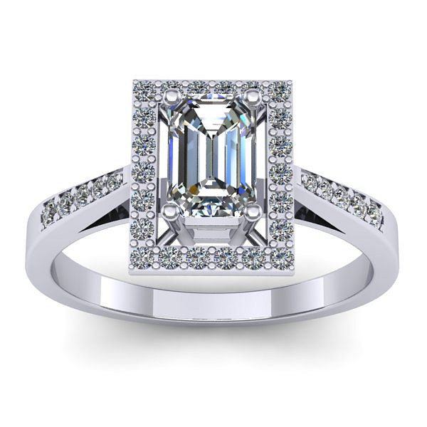 Inel cu safir alb dreptunghiular