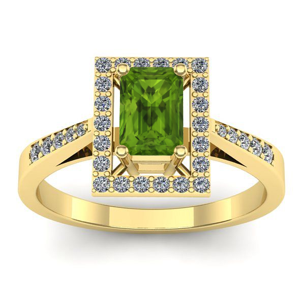 Inel cu peridot dreptunghiular