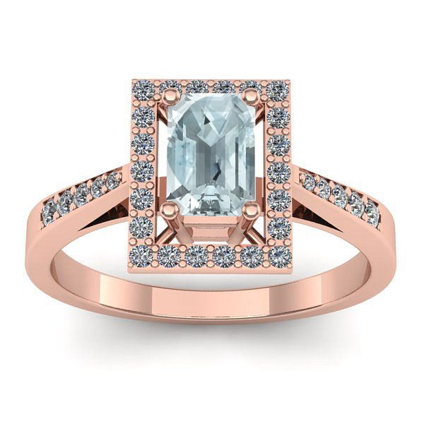 Inel logodna cu aquamarin dreptunghiular