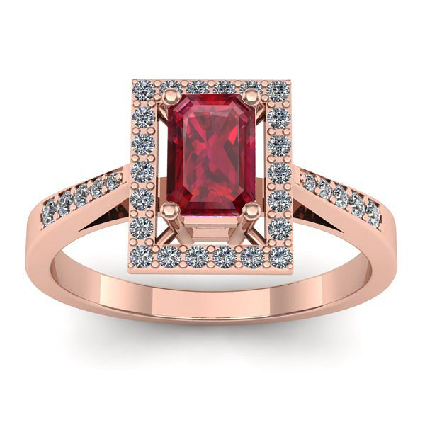 Inel logodna cu rubin dreptunghiular