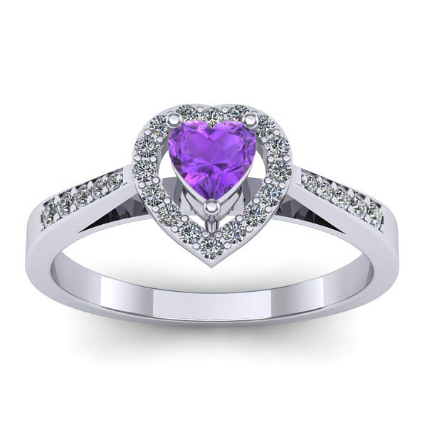 Inel cu ametist inima