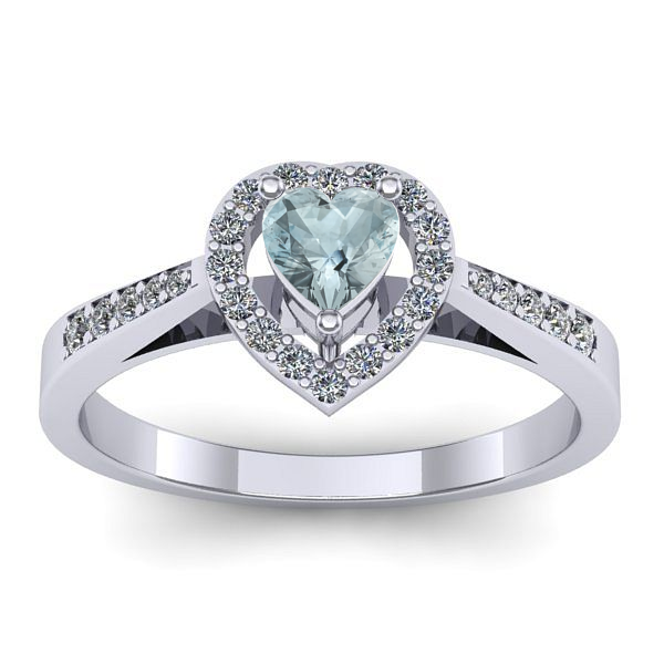 Inel cu aquamarin inima