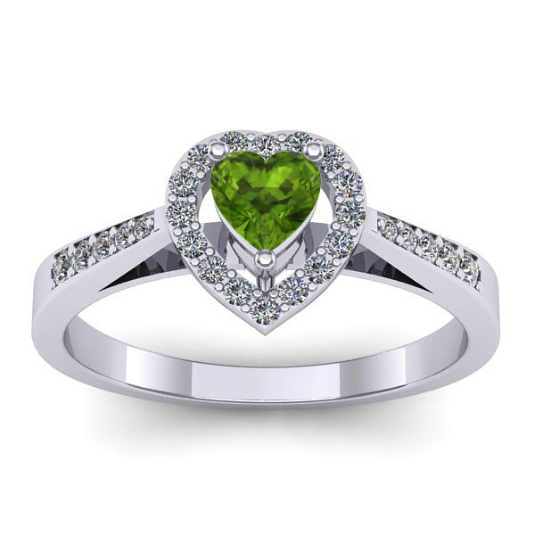 Inel logodna cu peridot inima