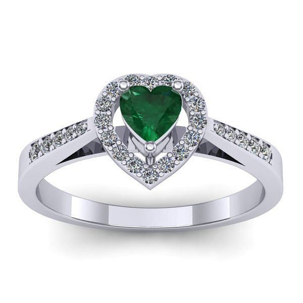 Inel logodna cu smarald inima