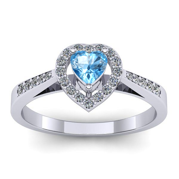 Inel de logodna cu topaz blue inima