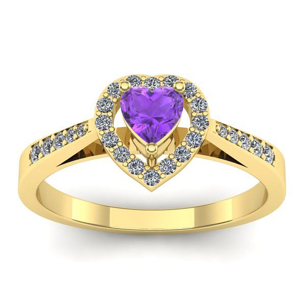 Inel de logodna cu ametist inima
