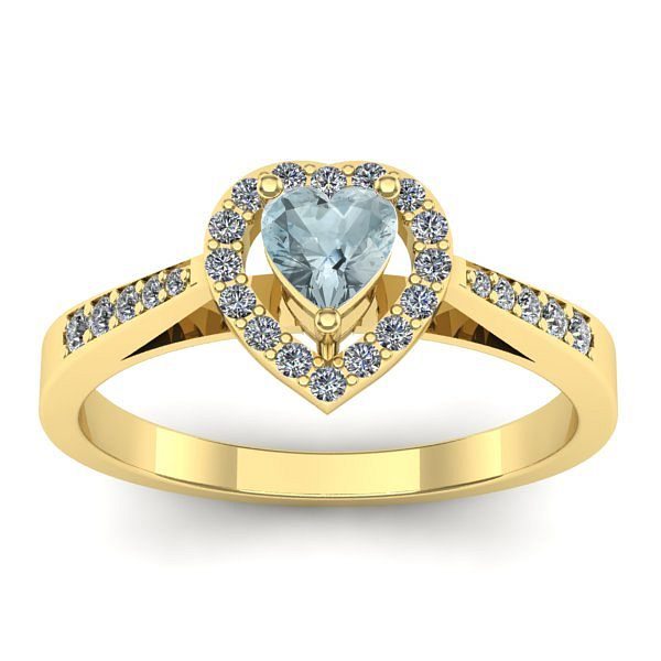 Inel logodna cu aquamarin inima