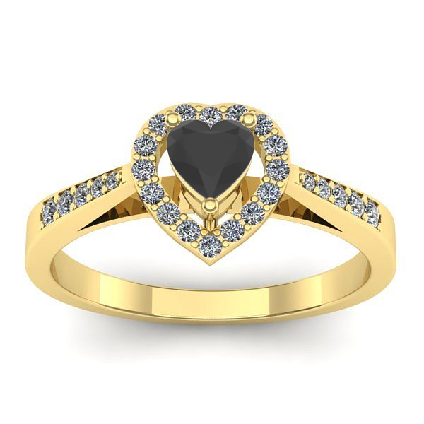 Inel cu diamant negru inima