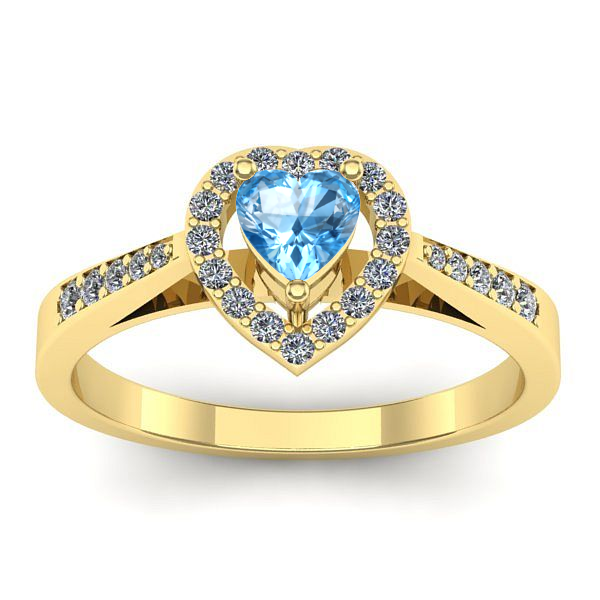 Inel cu topaz blue inima