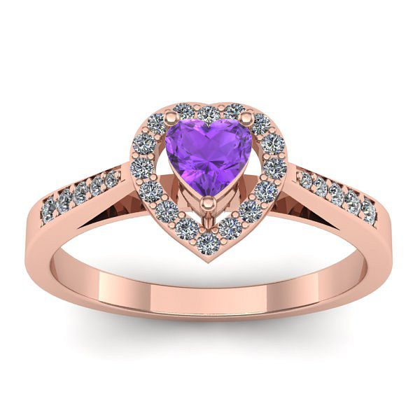 Inel cu ametist inima