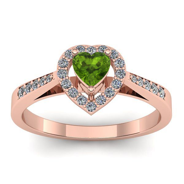 Inel de logodna cu peridot inima