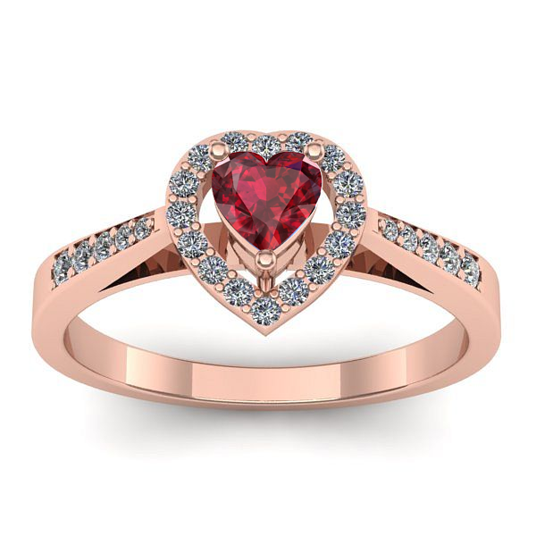 Inel logodna cu rubin inima