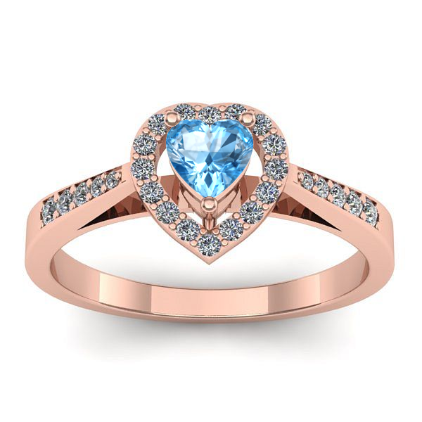 Inel cu topaz blue inima