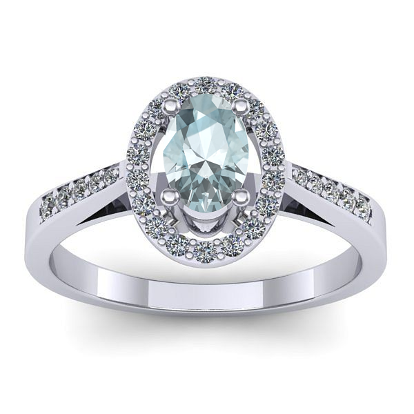 Inel logodna cu aquamarin oval