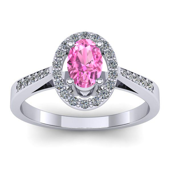 Inel cu safir roz oval