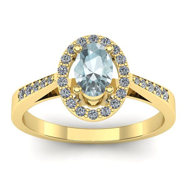 Inel cu aquamarin oval