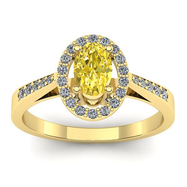 Inel de logodna cu safir galben oval